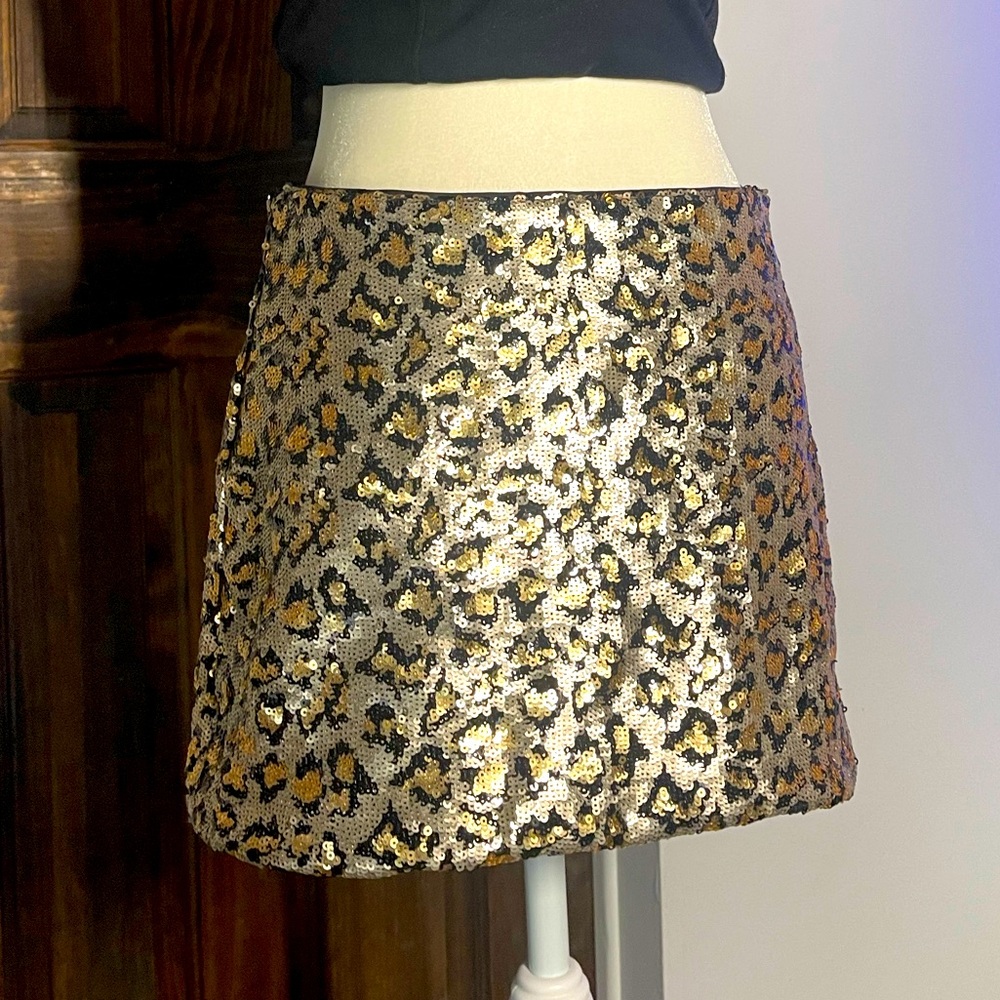 Leopard Sequin Mini Skirt by ZARA